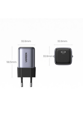 Зарядний пристрій 1xUSB 30W (USB-C) Gan PD Nexode Mini Сірий CD319 Ugreen