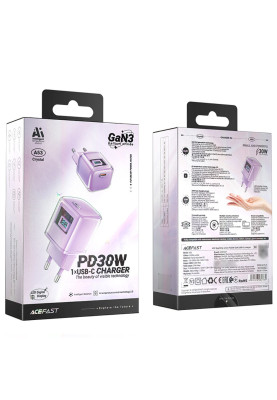 Зарядний пристрій 1xUSB-C 30W Gan A53 Fast Charger alfalfa purple Acefast