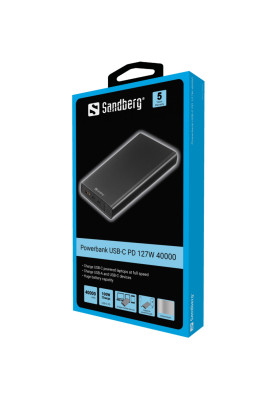 УМБ Sandberg 40000mAh 127W 20В/5А,PD, UPS mode, 2хUSB, Type-C OUT