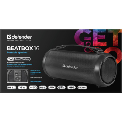 Акустична система Defender 1.0 Beatbox 16 16Вт, BT/FM/TF/USB/AUX/TWS