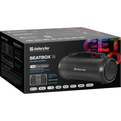 Акустична система Defender 1.0 Beatbox 16 16Вт, BT/FM/TF/USB/AUX/TWS