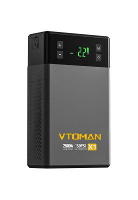 Автомобільний Jump Starter X1 2500A, компресор 150PSI 18000mAh USB QC3.0 DC15V/10A LED Light Vtoman