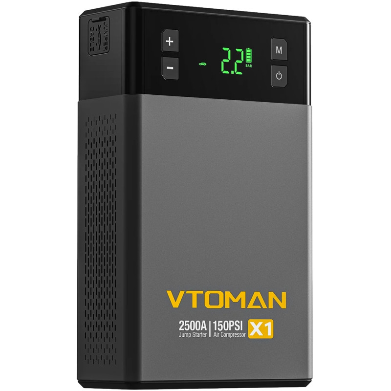 Автомобільний Jump Starter X1 2500A, компресор 150PSI 18000mAh USB QC3.0 DC15V/10A LED Light Vtoman