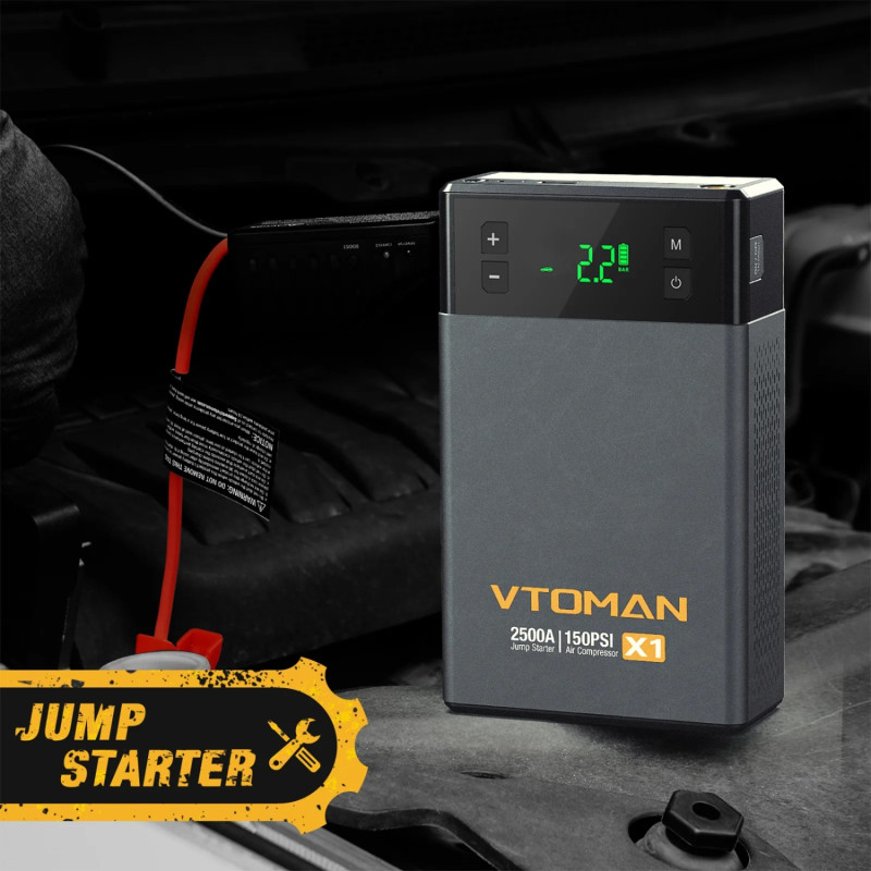 Автомобільний Jump Starter X1 2500A, компресор 150PSI 18000mAh USB QC3.0 DC15V/10A LED Light Vtoman