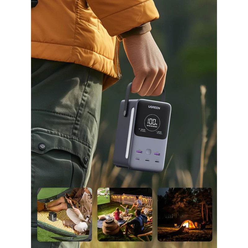 УМБ Ugreen 48000mAh 300W PD 3.1 3xUSB C+2xUSB A, зарядка 140w, Led лампа