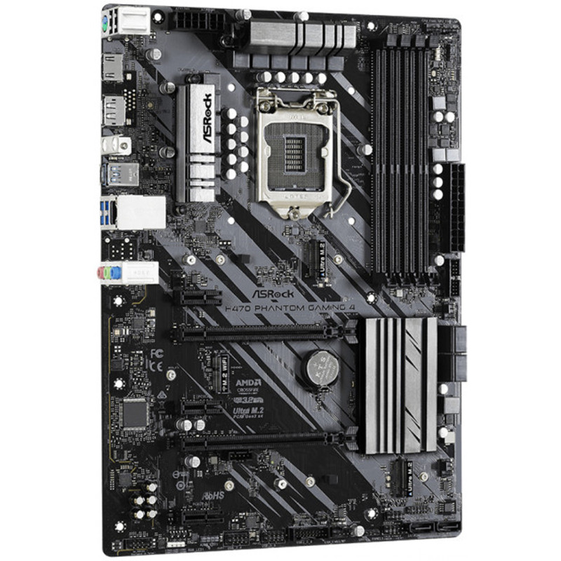 Материнська плата ASRock H470 PHANTOM GAMING 4 (1200/H470, 4*DDR4,2xPCIex16, 6xSATAІІІ, RAID, 3xM.2, GLan, 7.1ch, ATX)