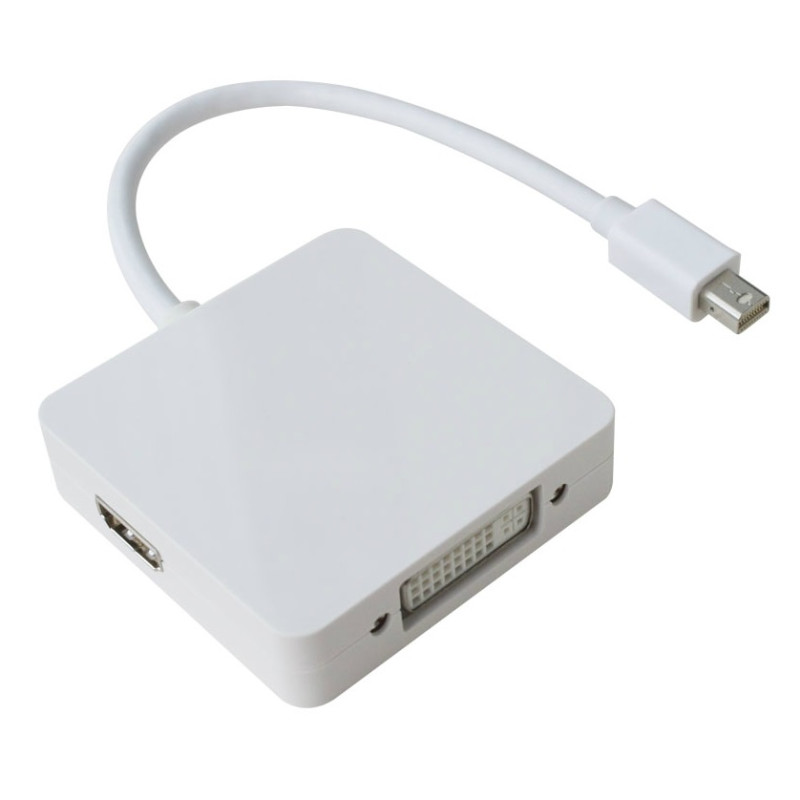 Перехідник mini DisplayPort M --> HDMI/DisplayPort/DVI (24+5), FHD 1080p, кабель 0.2 м