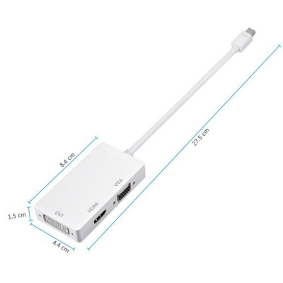 Перехідник mini DisplayPort M --> HDMI/VGA/DVI (24+5), FHD 1080p