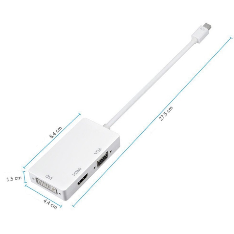 Перехідник mini DisplayPort M --> HDMI/VGA/DVI (24+5), FHD 1080p