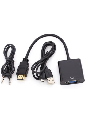 Перехідник HDMI M -> VGA F (з аудіо інтерфейсом), кабель 20см. OEM