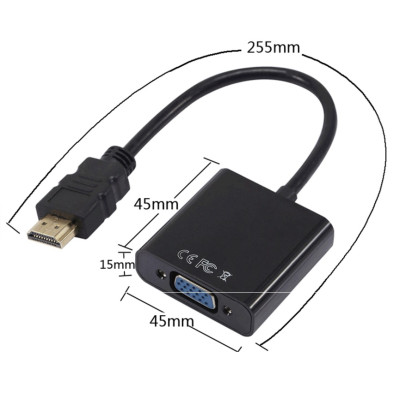 Перехідник HDMI M -> VGA F (з аудіо інтерфейсом), кабель 20см. OEM Перехідник HDMI M -> VGA F (з аудіо інтерфейсом), кабель 20см. OEM