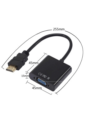 Перехідник HDMI M -> VGA F (з аудіо інтерфейсом), кабель 20см. OEM