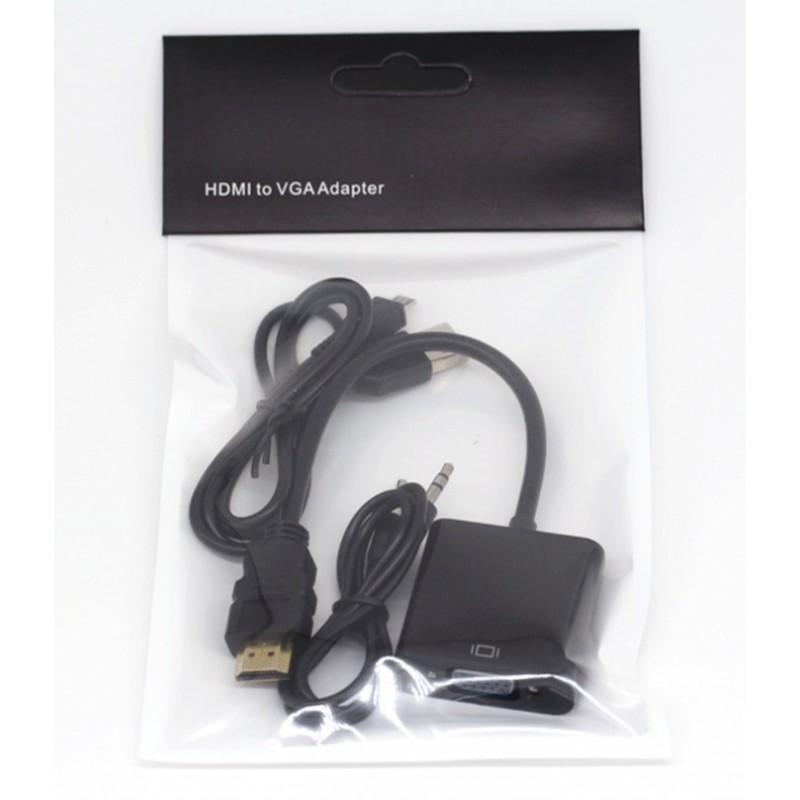 Перехідник HDMI M -> VGA F (з аудіо інтерфейсом), кабель 20см. OEM