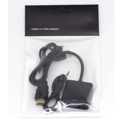 Перехідник HDMI M -> VGA F (з аудіо інтерфейсом), кабель 20см. OEM Перехідник HDMI M -> VGA F (з аудіо інтерфейсом), кабель 20см. OEM
