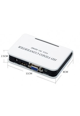 Перехідник VGA 15F --> HDMI M v1.3, Jack 3.5 мм, пластик, білий RTL