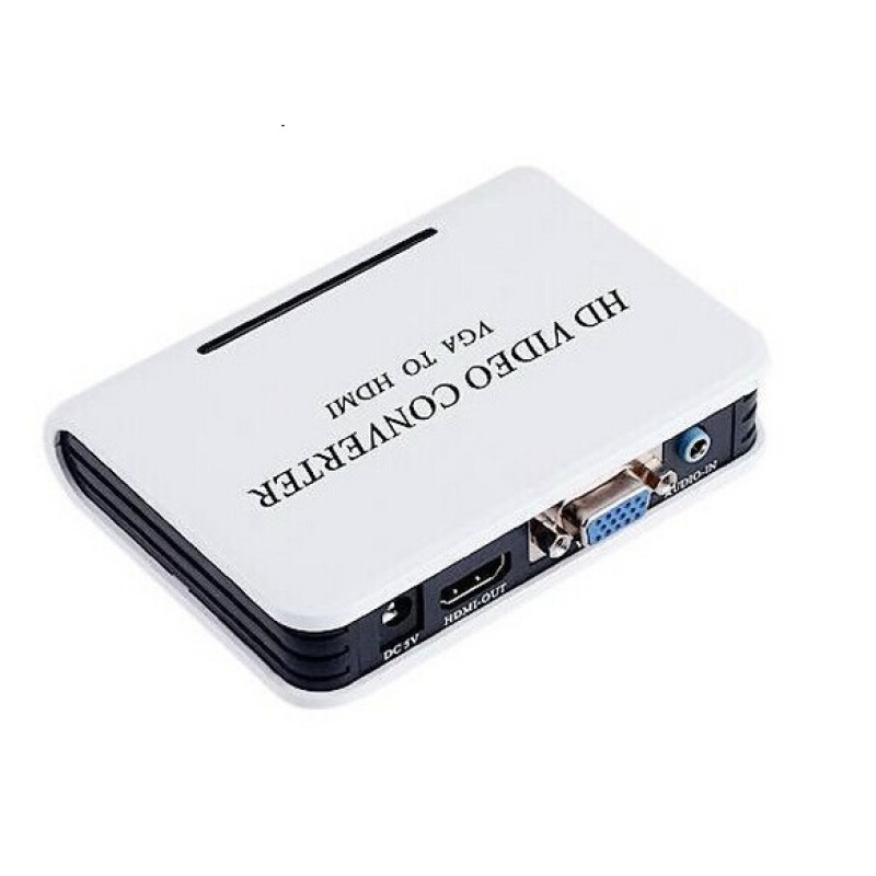 Перехідник VGA 15F --> HDMI M v1.3, Jack 3.5 мм, пластик, білий RTL