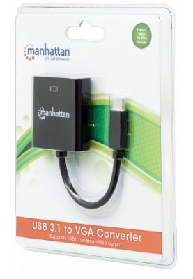 Перехідник USB3.1 Type-C --> VGA (F), чорний, Manhattan