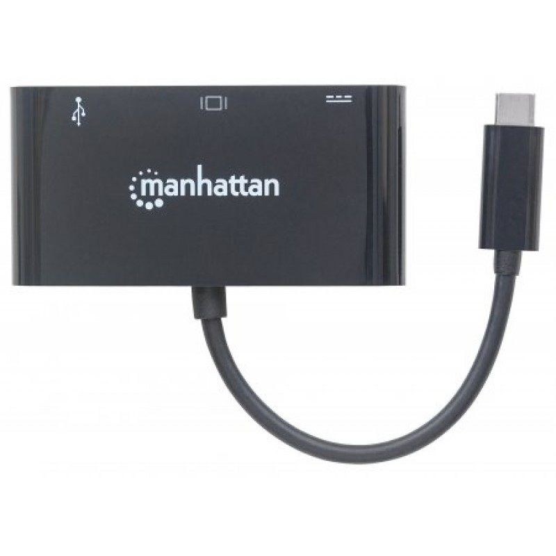 Док-станція USB3.1 Type-C --> USB3.0/VGA/USB-C (F) black Manhattan