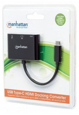 Док-станція USB3.1 Type-C --> USB3.0/HDMI/USB-C (F) black Manhattan
