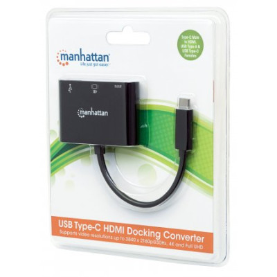 Док-станція USB3.1 Type-C --> USB3.0/HDMI/USB-C (F) black Manhattan