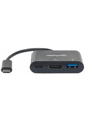 Док-станція USB3.1 Type-C --> USB3.0/HDMI/USB-C (F) black Manhattan