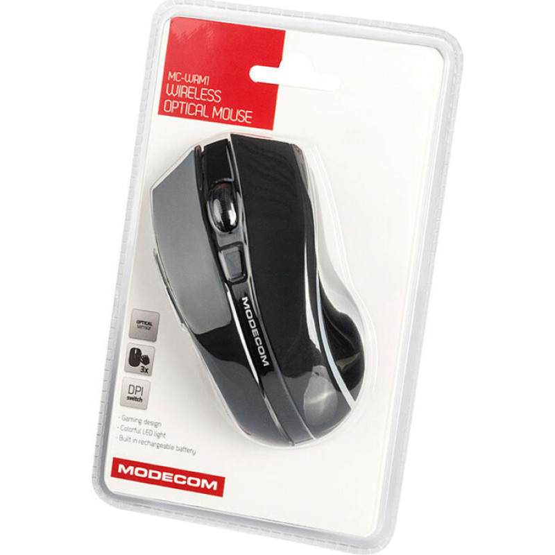 Мишка  Modecom MC-WRM1, бездротова, зарядка, 3кн., 1600dpi, чорна