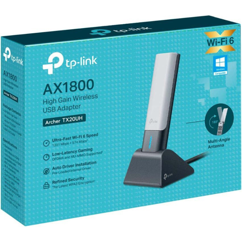 Адаптер WiFi TP-Link Archer TX20UH AX1800, Wi-Fi 6 USB Adapter