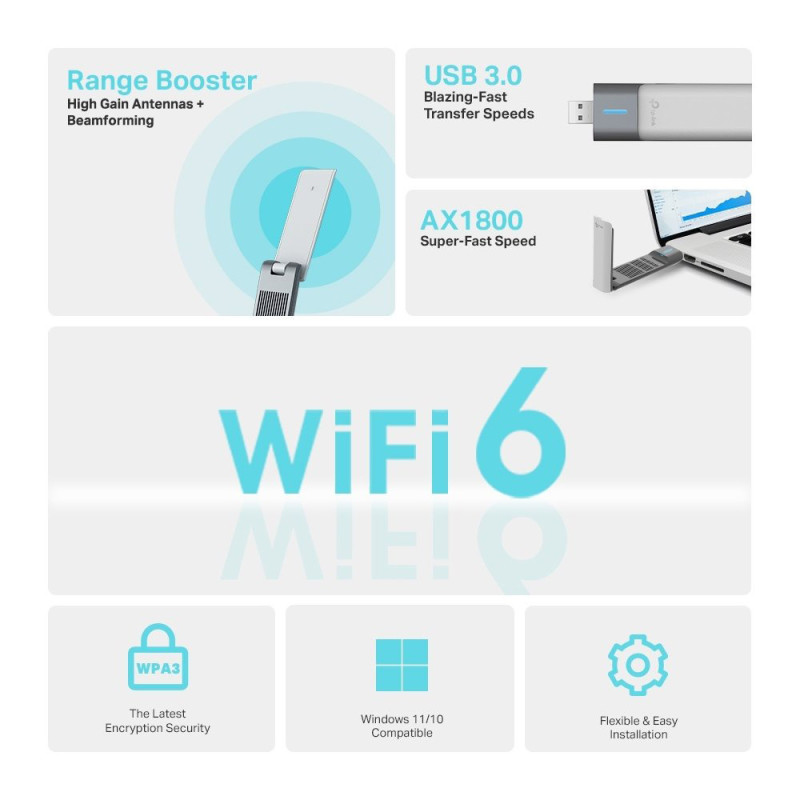 Адаптер WiFi TP-Link Archer TX20UH AX1800, Wi-Fi 6 USB Adapter