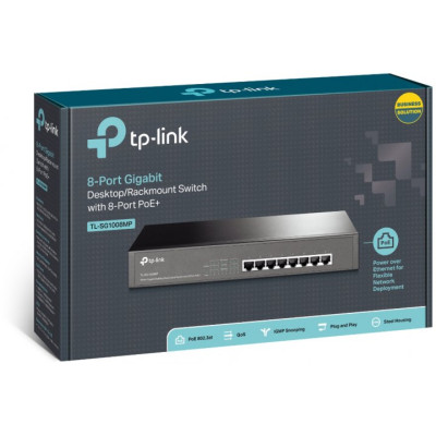 Комутатор TP-Link TL-SG1008MP, 8xGE/PoE 126W некерований 13" 1U