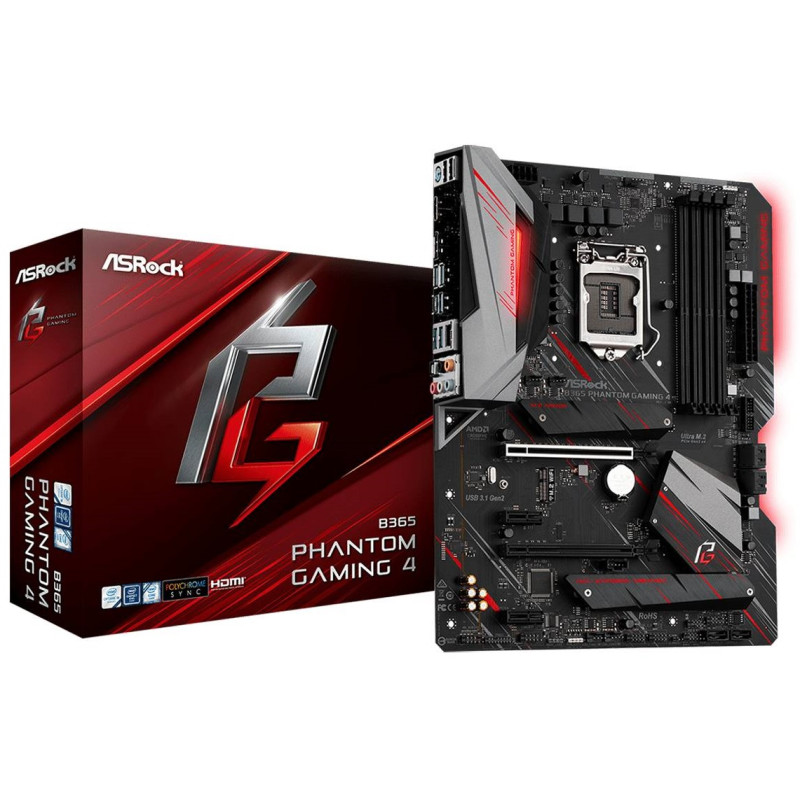 ASRock B365 Phantom Gaming4/REF (1151/B365, 4*DDR4, 2xPCIex16,2xPCIex1,2xM.2,6xSATAІІІ, GLan, ATX)