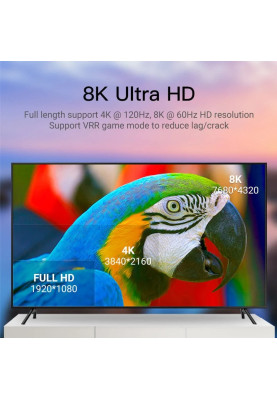 Кабель HDMI M - M,15.0 м, V2.1, Optical 8K 60Гц 48Gbps Dolby 7.1 TPE Black Metal Type Vention