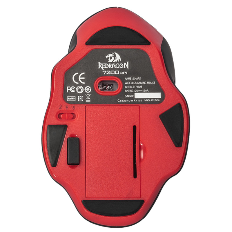 Мишка Redragon Shark 2 15м, ігрова, бездротова, 5000dpi., 10кн., чорна