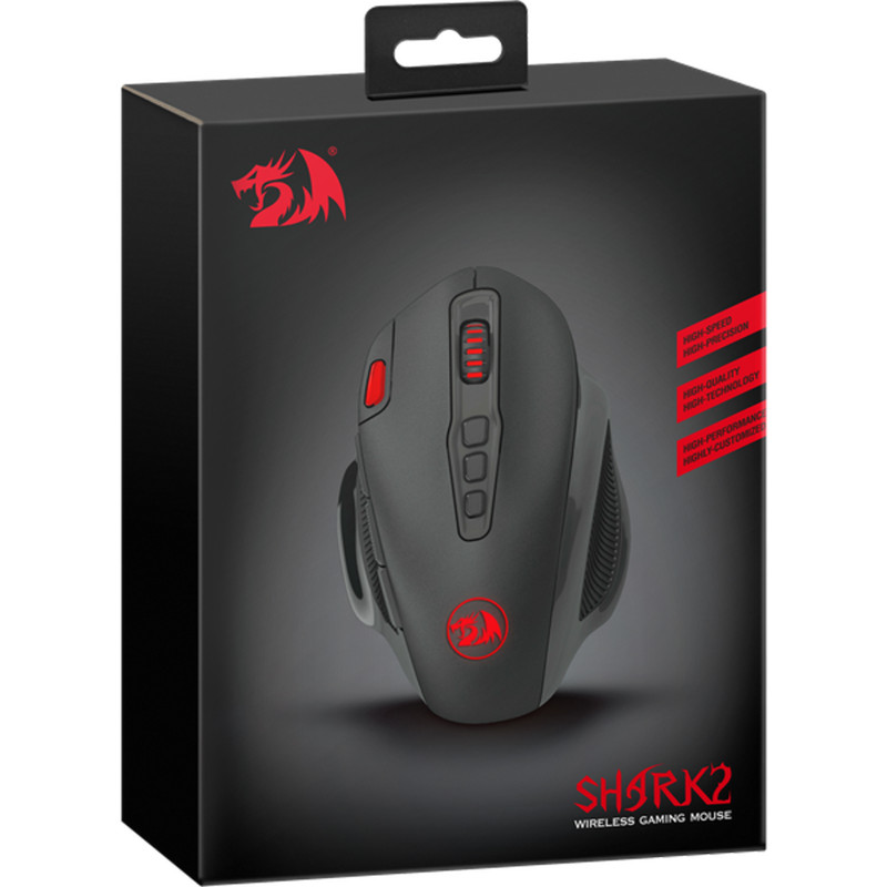 Мишка Redragon Shark 2 15м, ігрова, бездротова, 5000dpi., 10кн., чорна