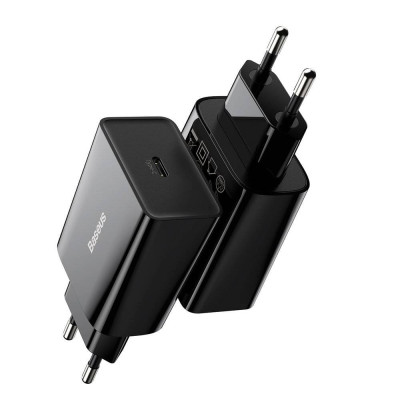 Зарядний пристрій 1xUSB 20W (USB-C) Чорний  Baseus