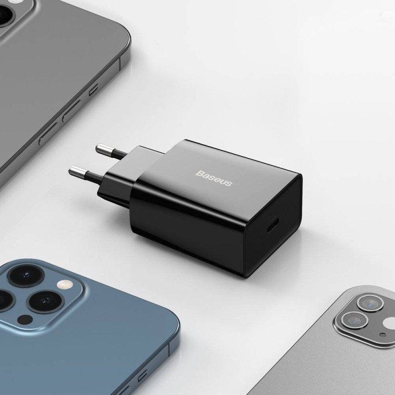 Зарядний пристрій 1xUSB 20W (USB-C) Чорний  Baseus
