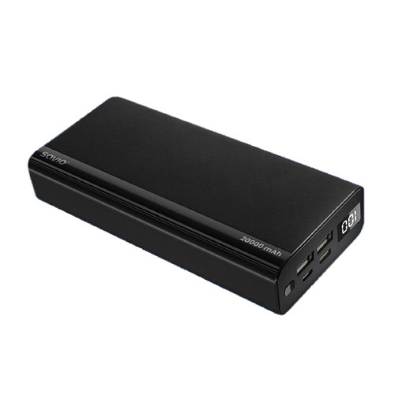 Повербанк SAVIO BA-05 20000mAh 20W PD QC3.0 USB-C OUT чорний