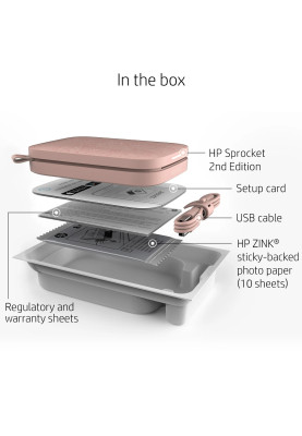 Фотодрукарка портативна HP Sprocket Pink (2"x3",313x400dpi,Zink, 64MB,Bluetooth, колір рожевий)
