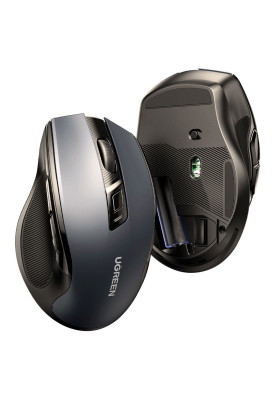 Мишка UGREEN 2.4GHz MU006, бездротова, Bluetooth, 4000dpi., 4кн.,Silence Design, Сіра