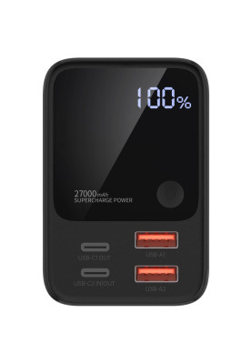 УМБ Choetech 27000mAh 222.5W, UPS mode, 2xUSB-C PD 100+100W, 2хUSB-A 22W, Li-pol, Display, black