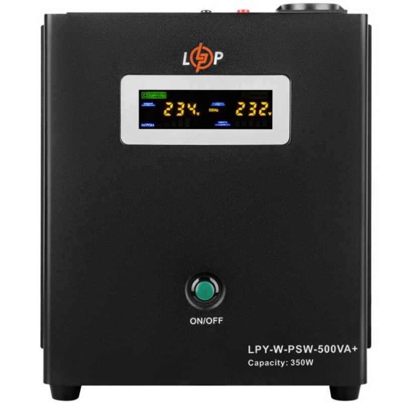 ДБЖ Logicpower LPY-W-PSW-500VA+(350Вт) 5A/10A з правильною синусоїдою 12В, без АКБ