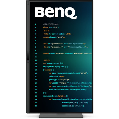 TFT 27" BenQ RD270Q, IPS, 2K QHD, 144Hz, HDMI, DP, USB-C, HAS, Pivot, колонки, чорний TFT 27" BenQ RD270Q, IPS, 2K QHD, 144Hz, HDMI, DP, USB-C, HAS, Pivot, колонки, чорний