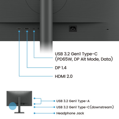 TFT 27" BenQ RD270Q, IPS, 2K QHD, 144Hz, HDMI, DP, USB-C, HAS, Pivot, колонки, чорний TFT 27" BenQ RD270Q, IPS, 2K QHD, 144Hz, HDMI, DP, USB-C, HAS, Pivot, колонки, чорний