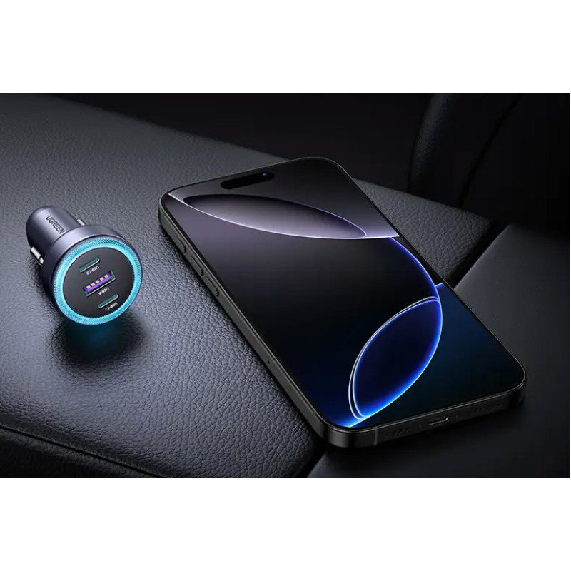 Автозарядка 3xUSB 30W (2xUSB-C + USB-A) QC 4.0 Сіра (EC307) UGREEN