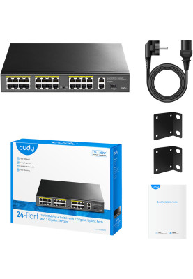 Комутатор Cudy FS1026PS1, 24 порт10/100M PoE+ Switch with 2 Gigabit Port+ 1SFP 300W