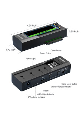 Док-станція USB3.2 Type-C -->SSD M2/NVMe, SATA Cloner & Dock Sandberg