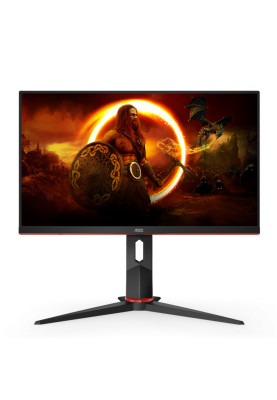 Монітор TFT 23.8" AOC 24G2SU/BK, VA, 165Hz, D-Sub, 2xHDMI, DP, USB-hub, HAS, Pivot, колонки, чорний з червоним