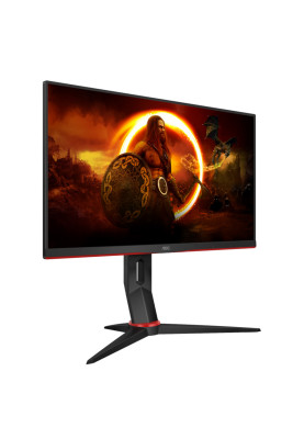 Монітор TFT 23.8" AOC 24G2SU/BK, VA, 165Hz, D-Sub, 2xHDMI, DP, USB-hub, HAS, Pivot, колонки, чорний з червоним