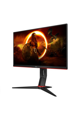 Монітор TFT 23.8" AOC 24G2SU/BK, VA, 165Hz, D-Sub, 2xHDMI, DP, USB-hub, HAS, Pivot, колонки, чорний з червоним