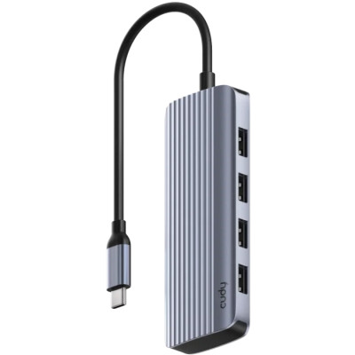 Хаб USB 3.0 Type-C -> 4xUSB-A, 1хUSB-C, 1xHDMI 4K@60 Hz, алюмінієвий корпус, Cudy