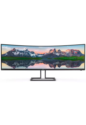 TFT 48.8" Philips 498P9Z, VA, 5120 x 1440, HDMI 2.0 x 3, DP, USB 3.2 x 2, HAS, колонки, чорний